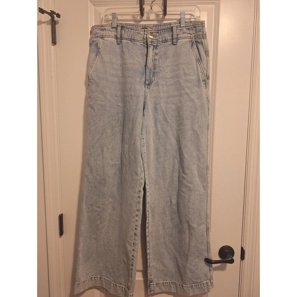 Talbots Relaxed Trouser Jeans Light Wash Wide Leg Denim Size 12 High Rise